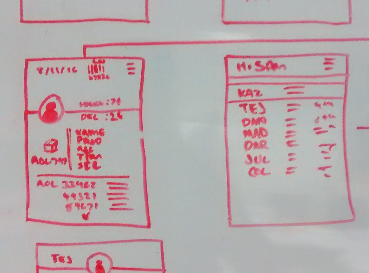 Wireframes For AO Account showcasing user profile and order